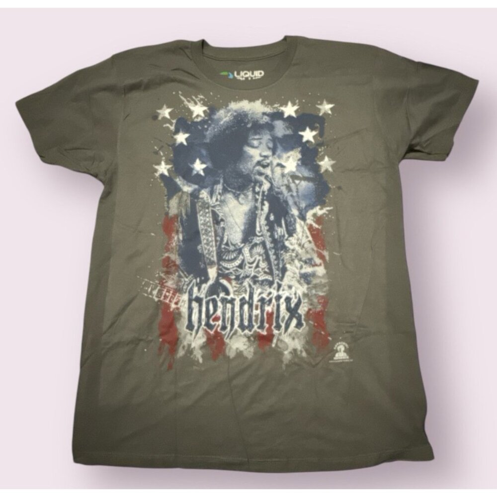 Liquid Blue Jimi Hendrix Shirt Men L Short Sleeve Gray Short Sleeve Flag‎ 2013